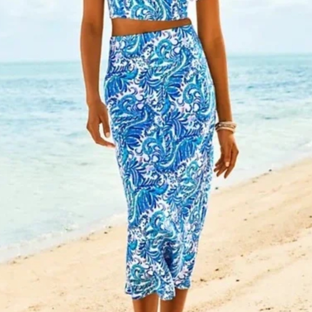 LILLY PULITZER GRETNA LINEN MIDI SKIRT
